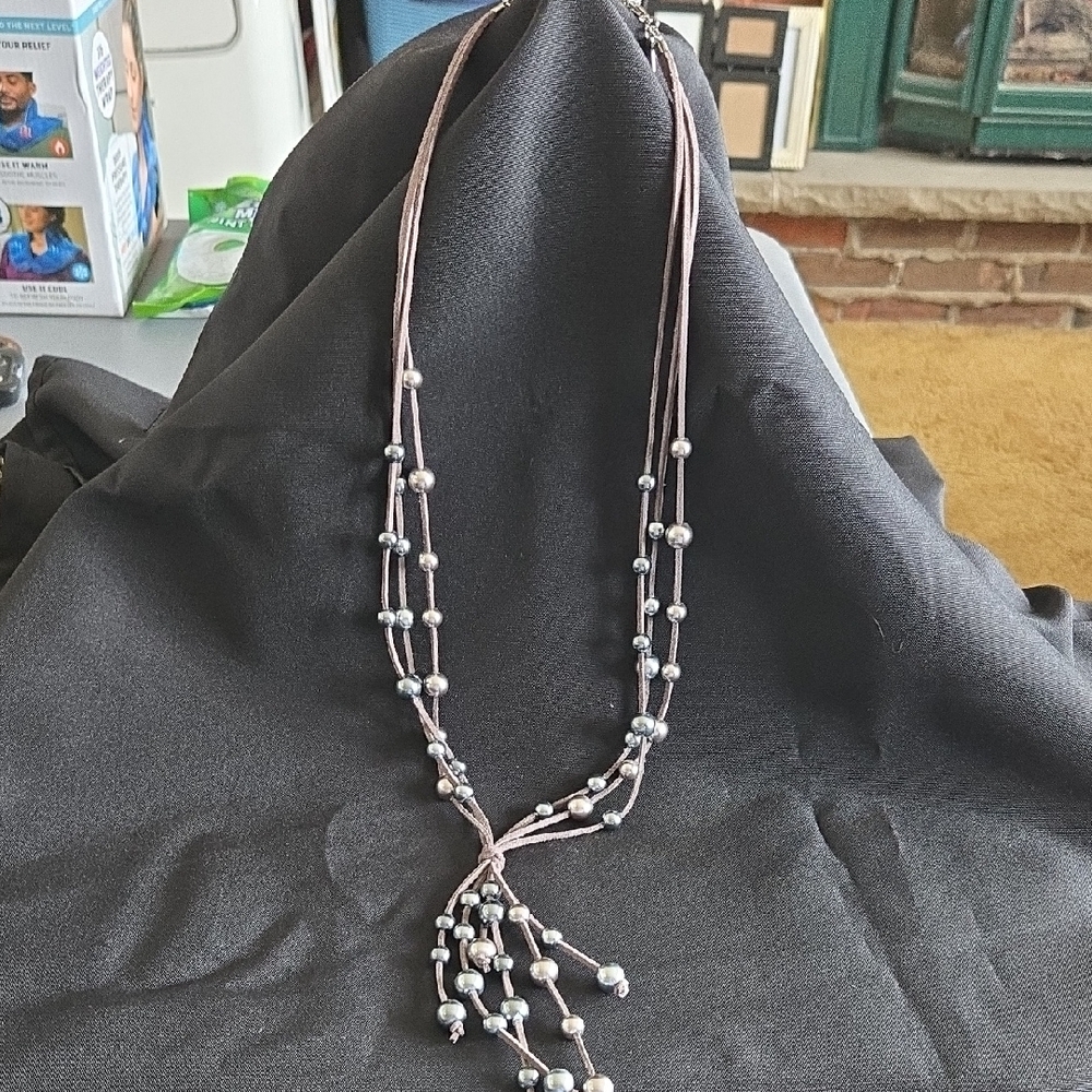 Cookie Lee Silver and Gray Beaded Necklace